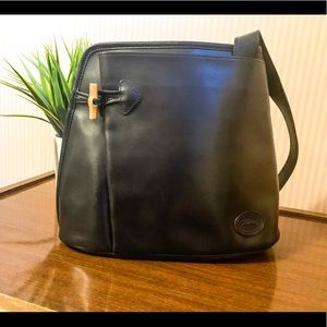 Vintage 90s Longchamp Navy Leather Shoulder Bag